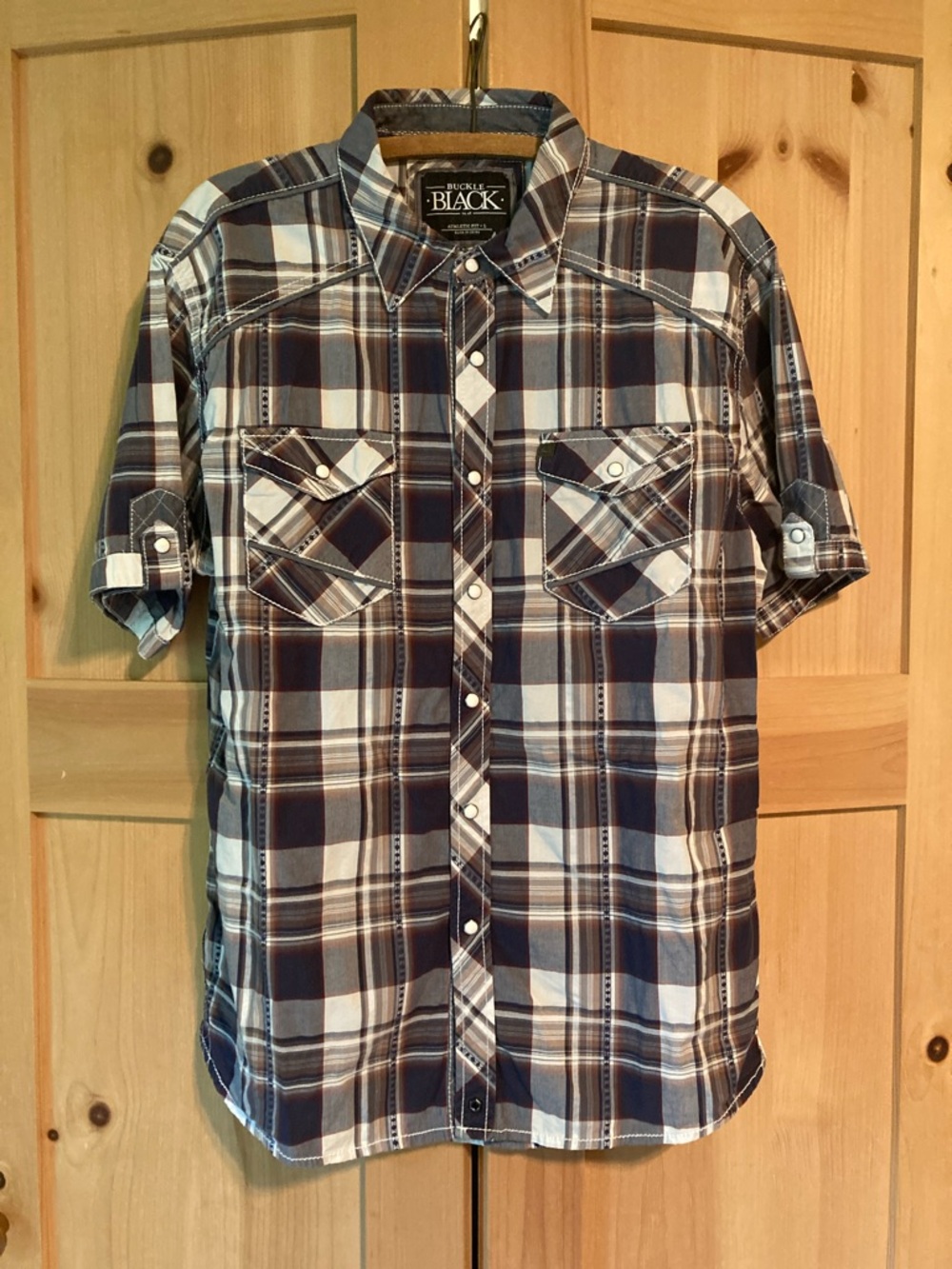 Buckle Black Athletic Fit Plaid Button Down